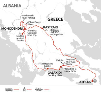 Map of tour Activity Tour of Beautiful Greece