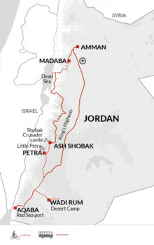 Map of tour Cycle Jordan