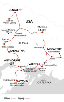 Map of tour Pristine Wilderness of Alaska