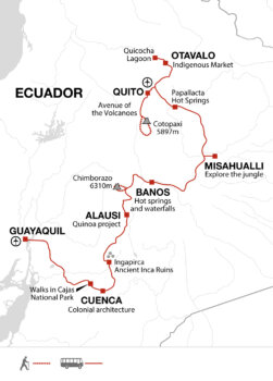 Map of tour Discovery and Cultural Tour of Ecuador and the Amazon