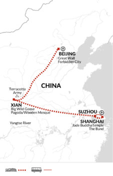 Map of tour Nine-Day China Essentials Tour