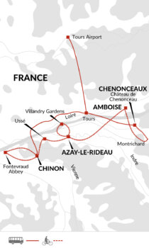 Map of tour Loire Valley Cycling