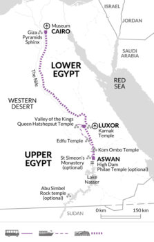 Map of tour Classic Egypt with Nile Cruise