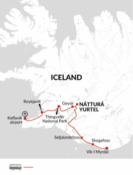 Map of tour Scenic Yurt Iceland Tour