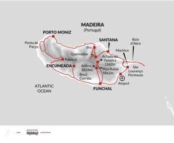 Map of tour Walking in Madeira