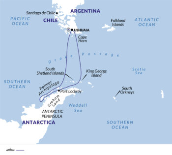 Map of tour Antarctic Circle Premium Boat Tour