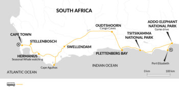 Map of tour South Africa’s Garden Route