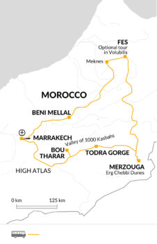 Map of tour Low-Cost Best of Morocco Tour