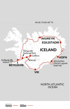 Map of tour Iceland Ring Road Summer Adventure