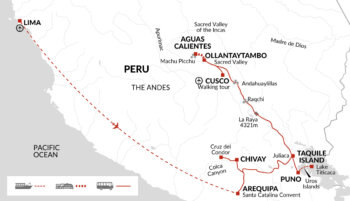 Map of tour Unforgettable Peru