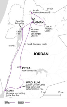 Map of tour Archaeological Wonders of Jordan