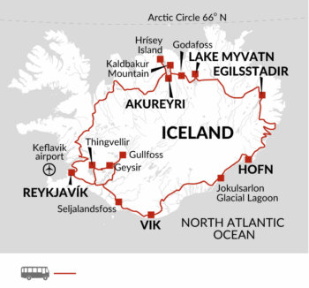 Map of tour Iceland Winter Adventure