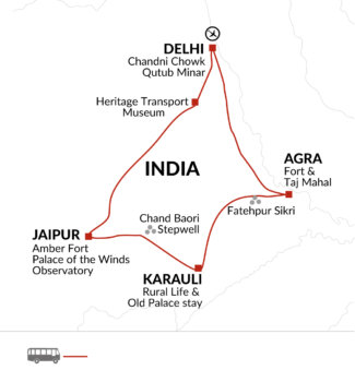 Map of tour Amazing Value India Golden Triangle