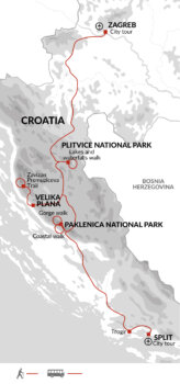 Map of tour Walks and Coastal Towns of Croatia