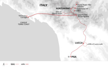 Map of tour Tuscany Walking and Cultural Tour