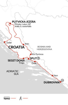 Map of tour Croatia Lakes and Historic Cities