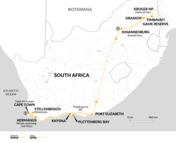 Map of tour Best of South Africa