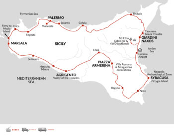 Map of tour Historical and Scenic Tour of Sicily