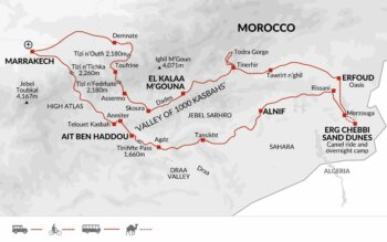 Map of tour Cycling in Morocco