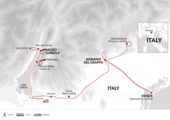 Map of tour Walking Lake Garda and Venice