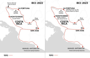 Map of tour Wildlife in Scenic Costa Rica