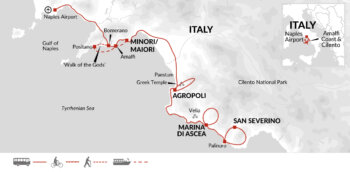 Map of tour Cycling in Italy and the Amalfi Coast