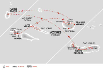 Map of tour Walking in the Azores Islands