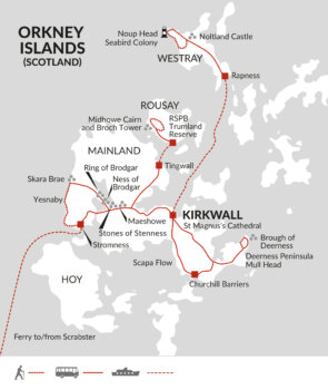 Map of tour Walking Scotland’s Orkney Islands