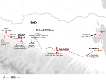 Map of tour Italy Walking and Food Tour in Emilia Romagna