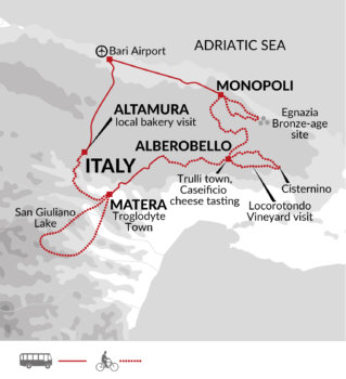 Map of tour Cycle Puglia