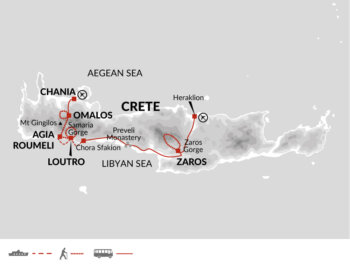 Map of tour Walking in Crete