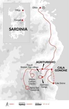 Map of tour Walking in Sardinia