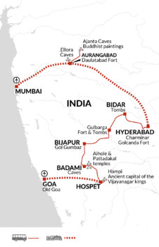 Map of tour Central India Cultural and Historical Tour