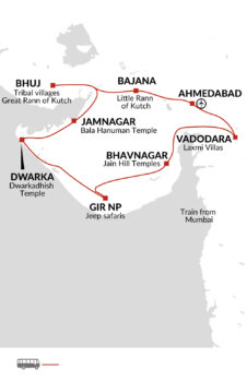 Map of tour Active Cultural and Wildlife Tour of Gujarat