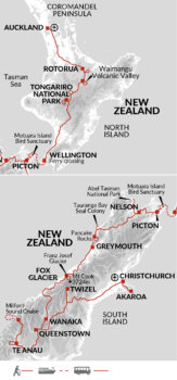 Map of tour Walking in New Zealand