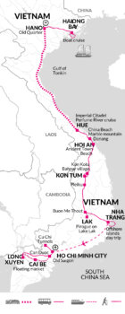 Map of tour Vietnam Life and History Active Explorer Tour