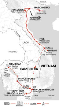 Map of tour Vietnam Walking Tour and Angkor Wat