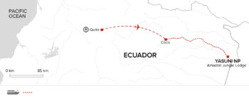 Map of tour Ecuador Amazon Extension