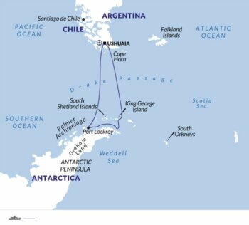 Map of tour Antarctica Wildlife Tour