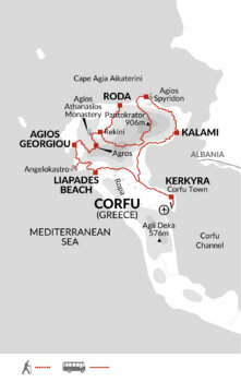 Map of tour Walking Holiday in North Corfu