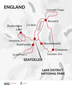 Map of tour Walking Tour of the Lake District