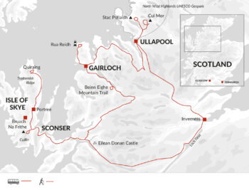 Map of tour Walk the North West Highlands and Skye