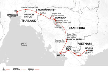 Map of tour Bangkok to Saigon by Bike