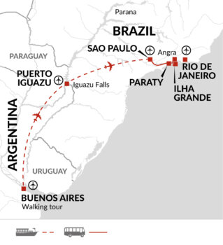 Map of tour Argentina Tour Buenos Aires to Rio