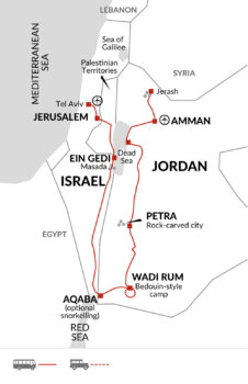 Map of tour Best of Jordan and Israel