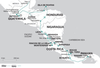 Map of tour Fantastic Central America Cultural and Nature Adventure