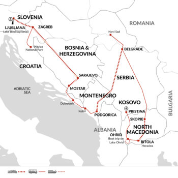 Map of tour Balkans Cultural and Scenic Rail Tour