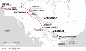 Map of tour Selection of Vietnam, Cambodia and Thailand