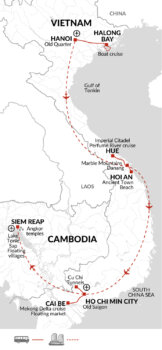 Map of tour Vietnam and Angkor in Style