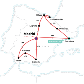 Map of tour Classic Spain, North and South